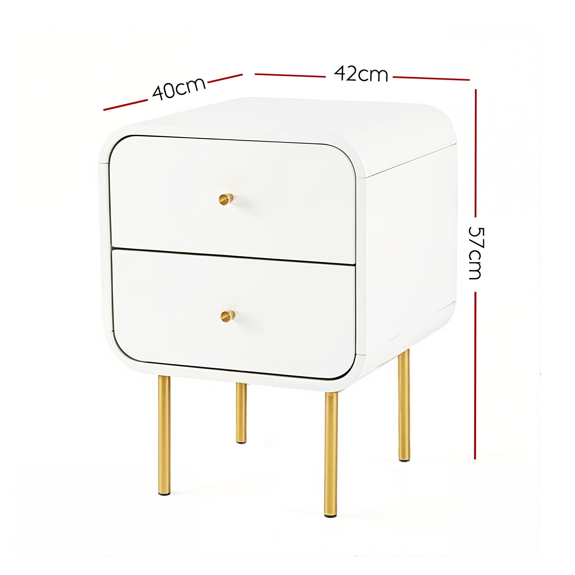 Artiss Bedside Table 2 Drawers Side End Table Nightstand White FUR-Z-BS-04-WHWD