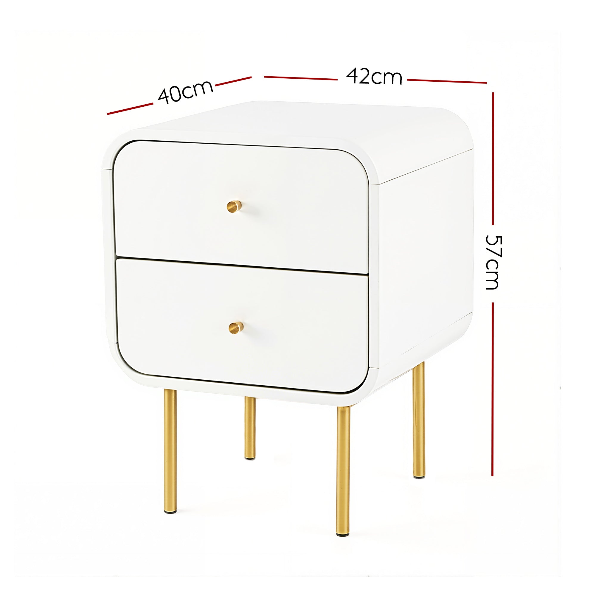 Artiss Bedside Table 2 Drawers Side End Table Nightstand White FUR-Z-BS-04-WHWD