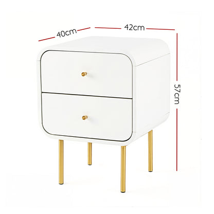 Artiss Bedside Table 2 Drawers Side End Table Nightstand White FUR-Z-BS-04-WHWD