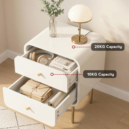 Artiss Bedside Table 2 Drawers Side End Table Nightstand White FUR-Z-BS-04-WHWD