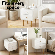 Artiss Bedside Table 2 Drawers Side End Table Nightstand White FUR-Z-BS-04-WHWD