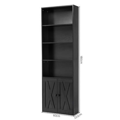 Artiss 6-Tier Bookshelf Display Cabinet Storage Black FUR-Z-BSHELF-6T-BK