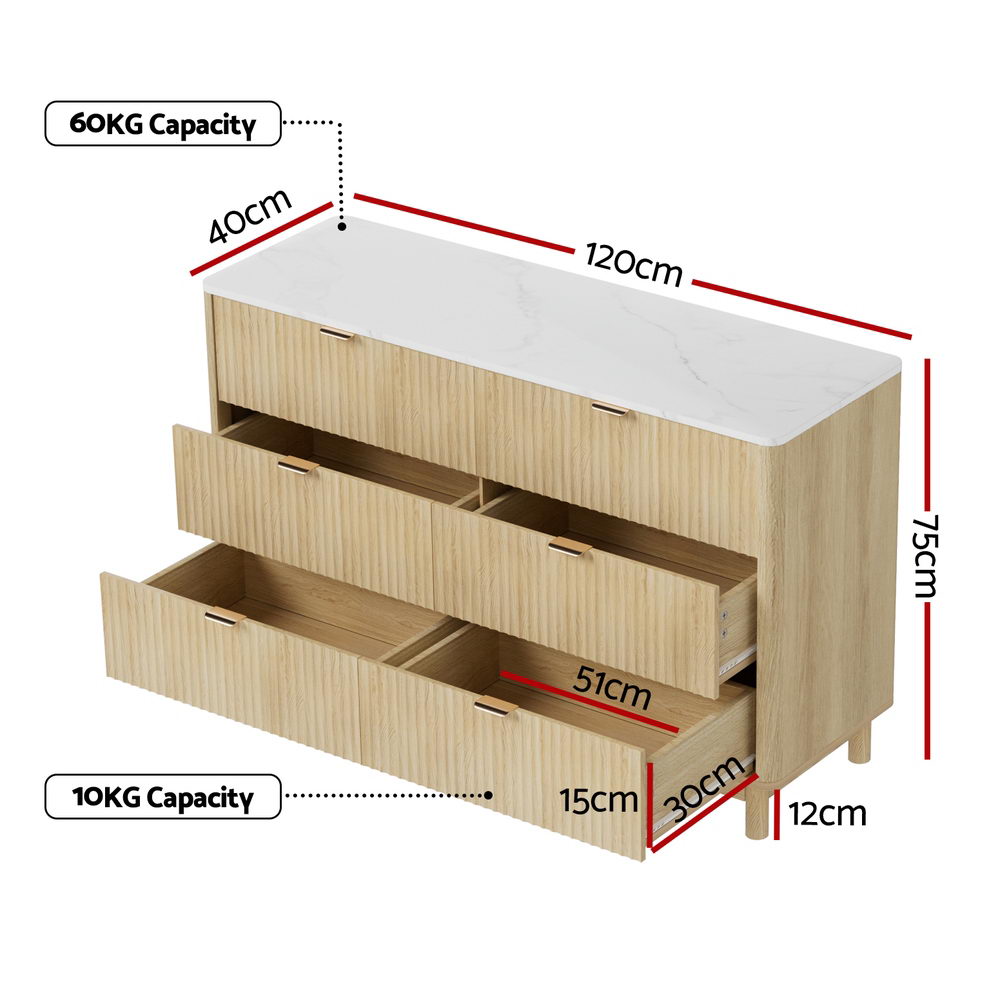 Artiss 6 Chest of Drawers Dresser Table Pine FUR-Z-CDR-01-WD-AB