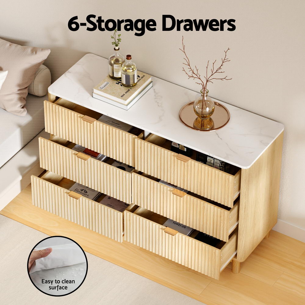 Artiss 6 Chest of Drawers Dresser Table Pine FUR-Z-CDR-01-WD-AB