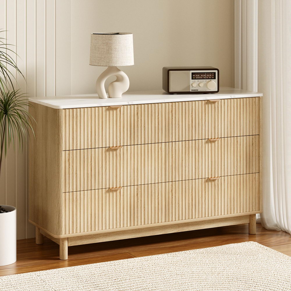 Artiss 6 Chest of Drawers Dresser Table Pine FUR-Z-CDR-01-WD-AB