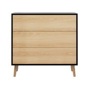 Artiss 3 Chest of Drawers Dresser Table Black&Pine FUR-Z-CDR-02-WDBK-AB