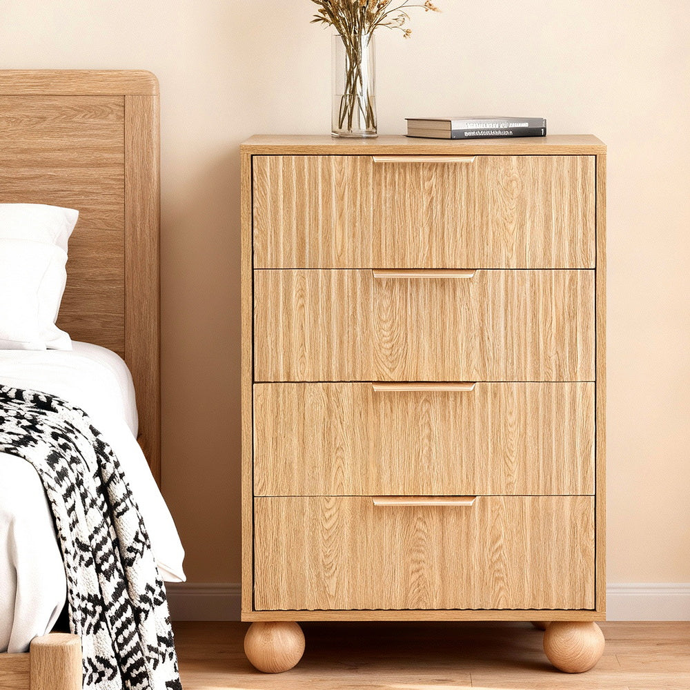 Artiss 4 Chest of Drawers Dresser Tallboy Pine FUR-Z-CDR-03-4D-WD-AB