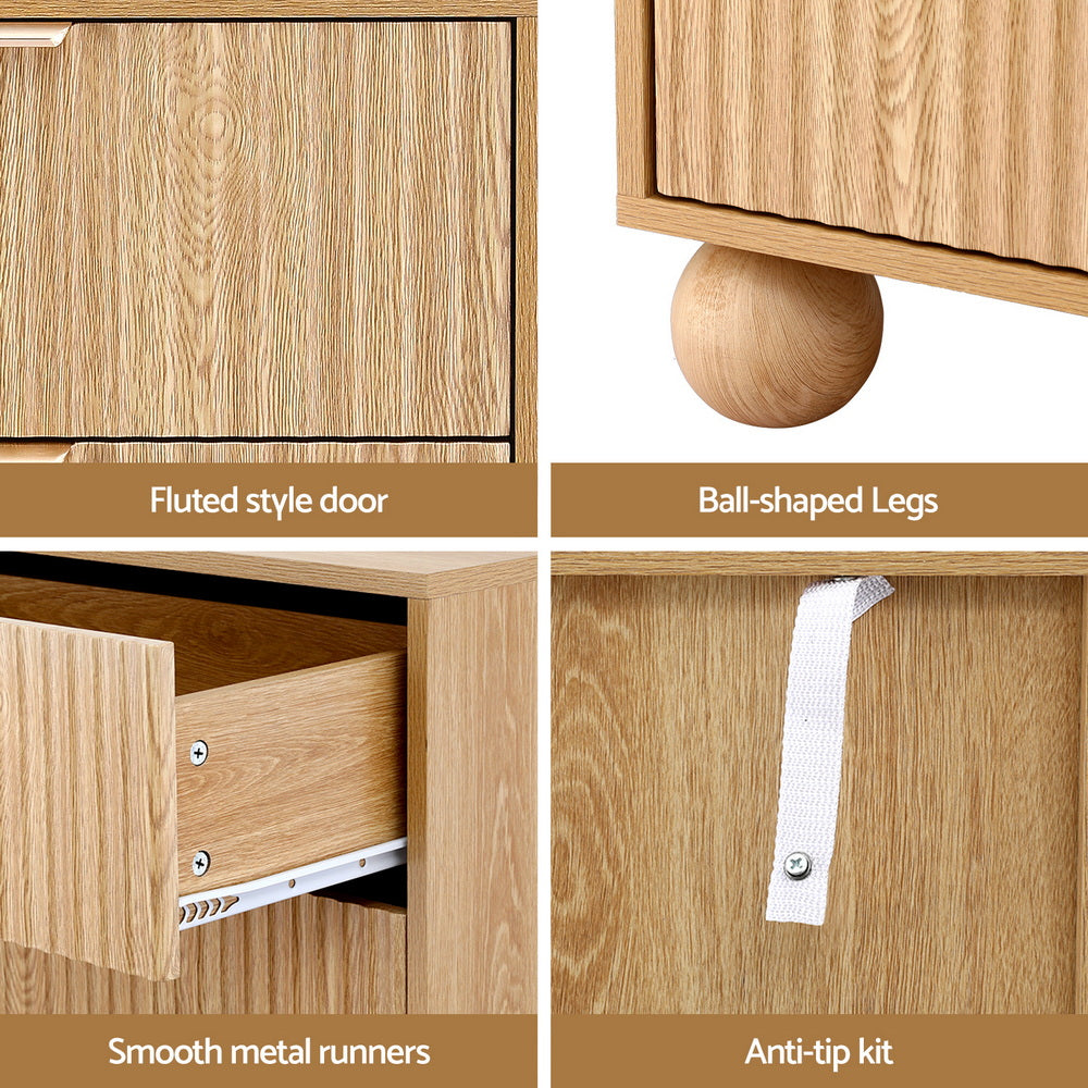 Artiss 4 Chest of Drawers Dresser Tallboy Pine FUR-Z-CDR-03-4D-WD-AB