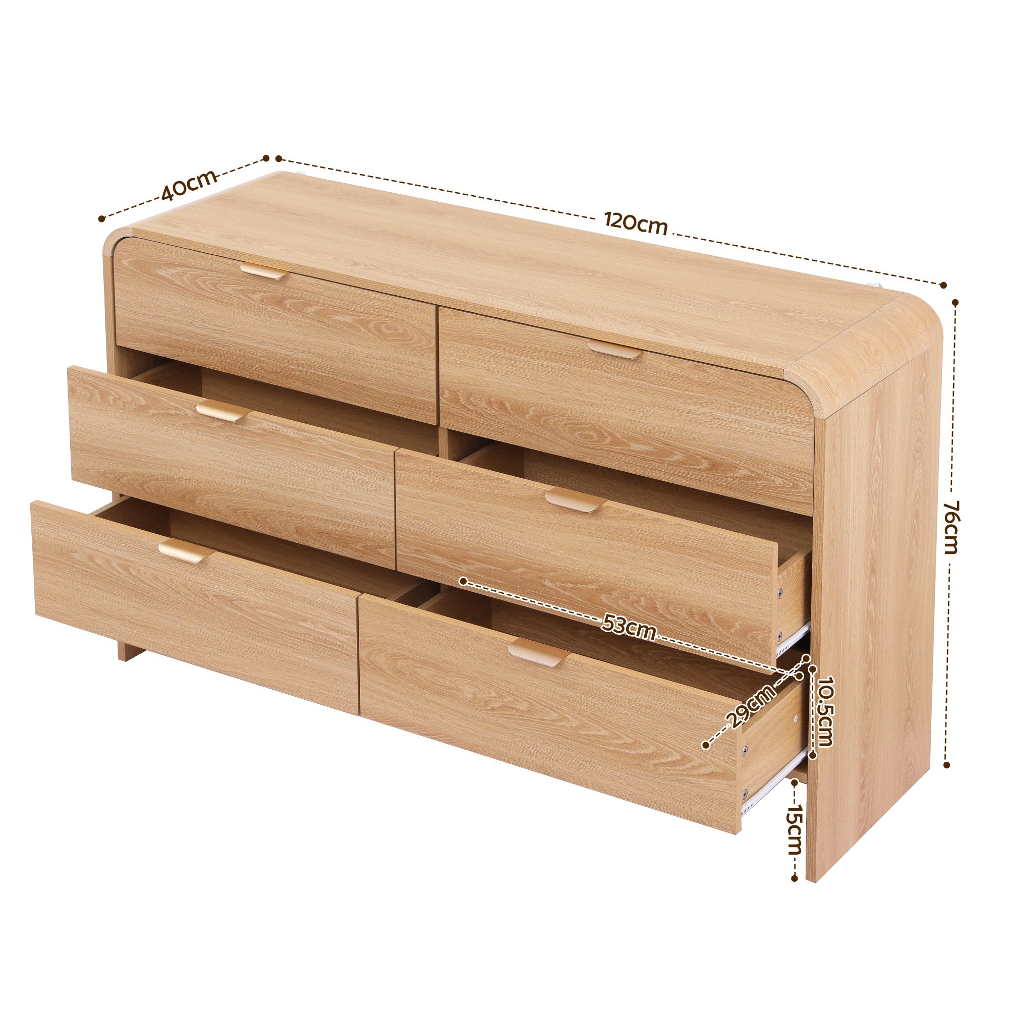 Artiss 6 Chest of Drawers Dresser Cabinet Pine FUR-Z-CDR-05-6D-WD-AB