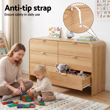 Artiss 6 Chest of Drawers Dresser Cabinet Pine FUR-Z-CDR-05-6D-WD-AB
