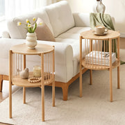 Artiss Set of 2 End Tables Coffee Table 2-Tier Round Wood FUR-Z-COF-01-WDX2