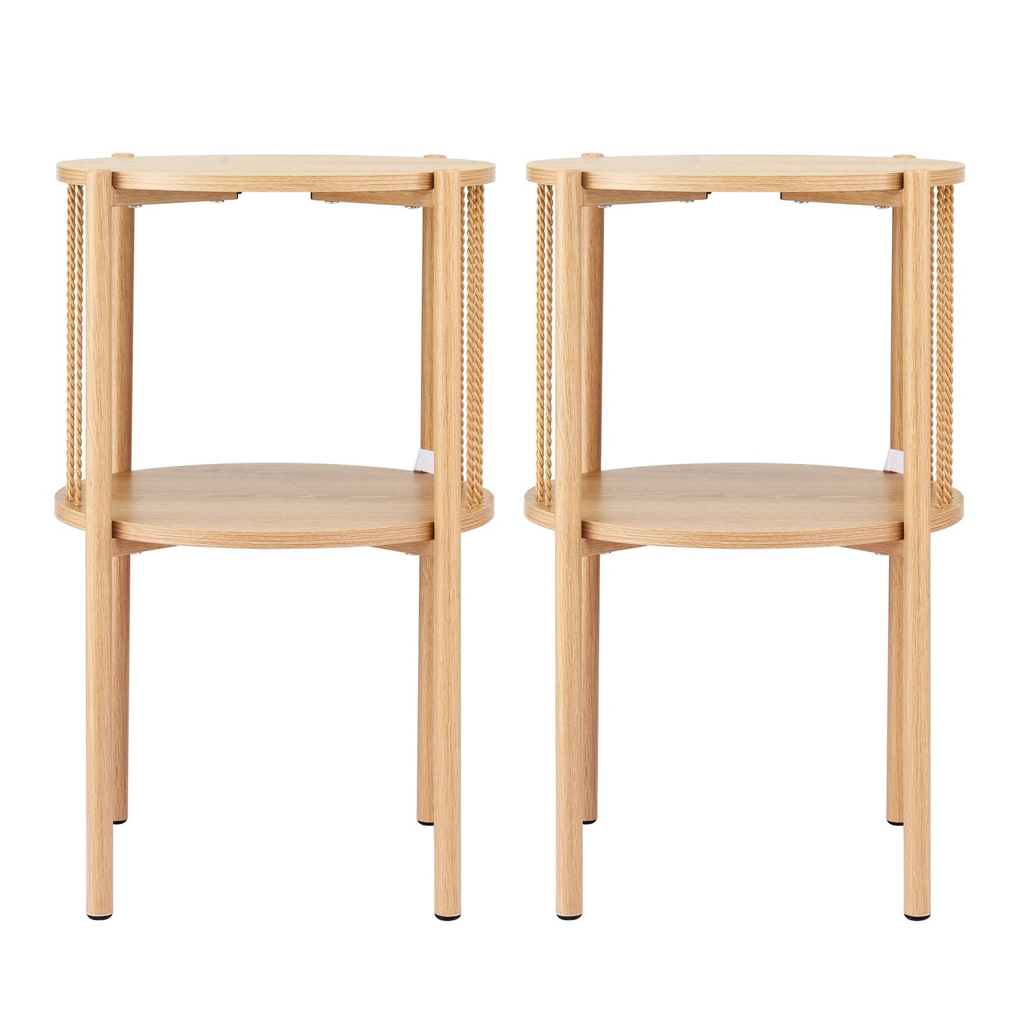 Artiss Set of 2 End Tables Coffee Table 2-Tier Round Wood FUR-Z-COF-01-WDX2