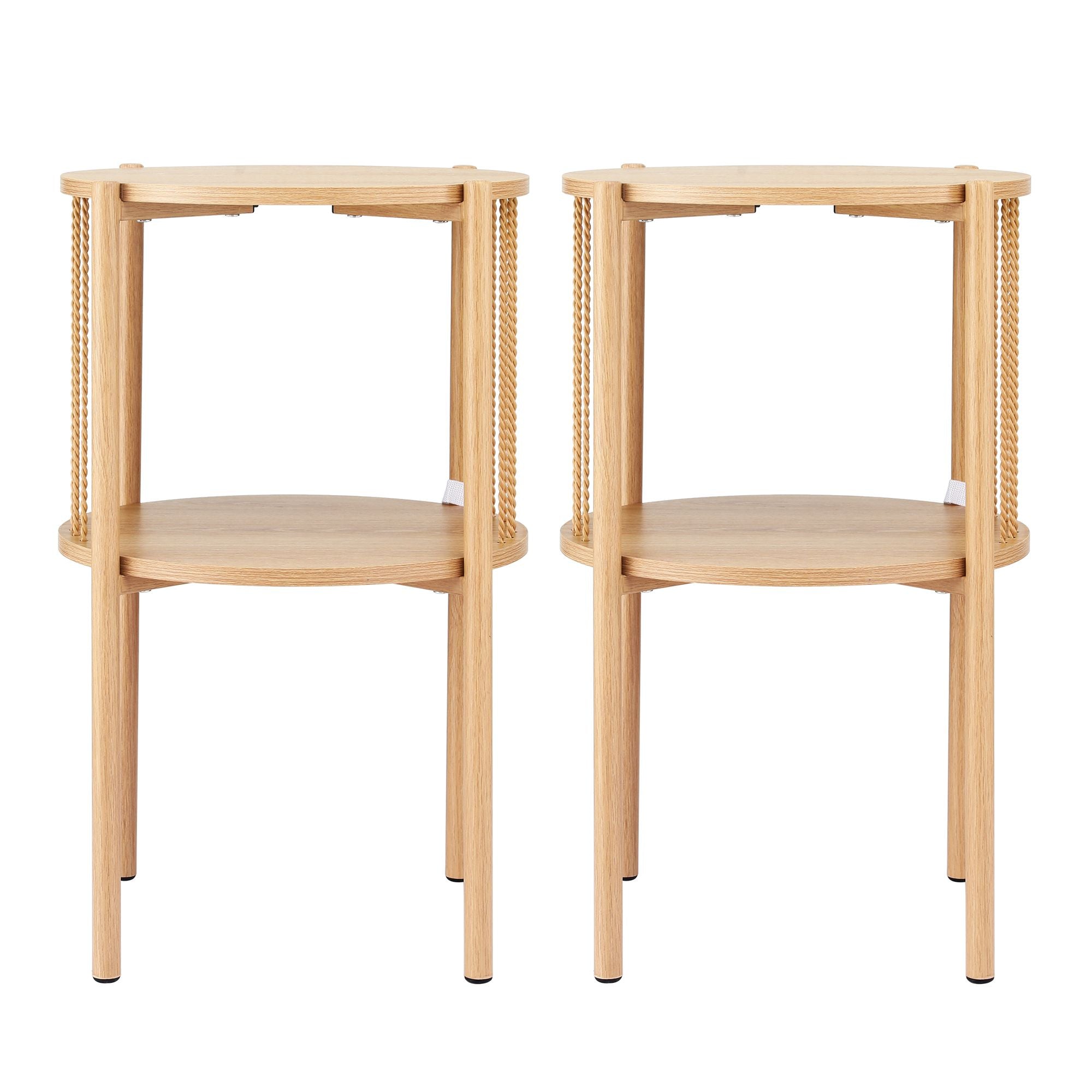 Artiss Set of 2 End Tables Coffee Table 2-Tier Round Wood FUR-Z-COF-01-WDX2