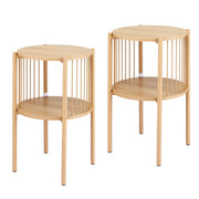 Artiss Set of 2 End Tables Coffee Table 2-Tier Round Wood FUR-Z-COF-01-WDX2