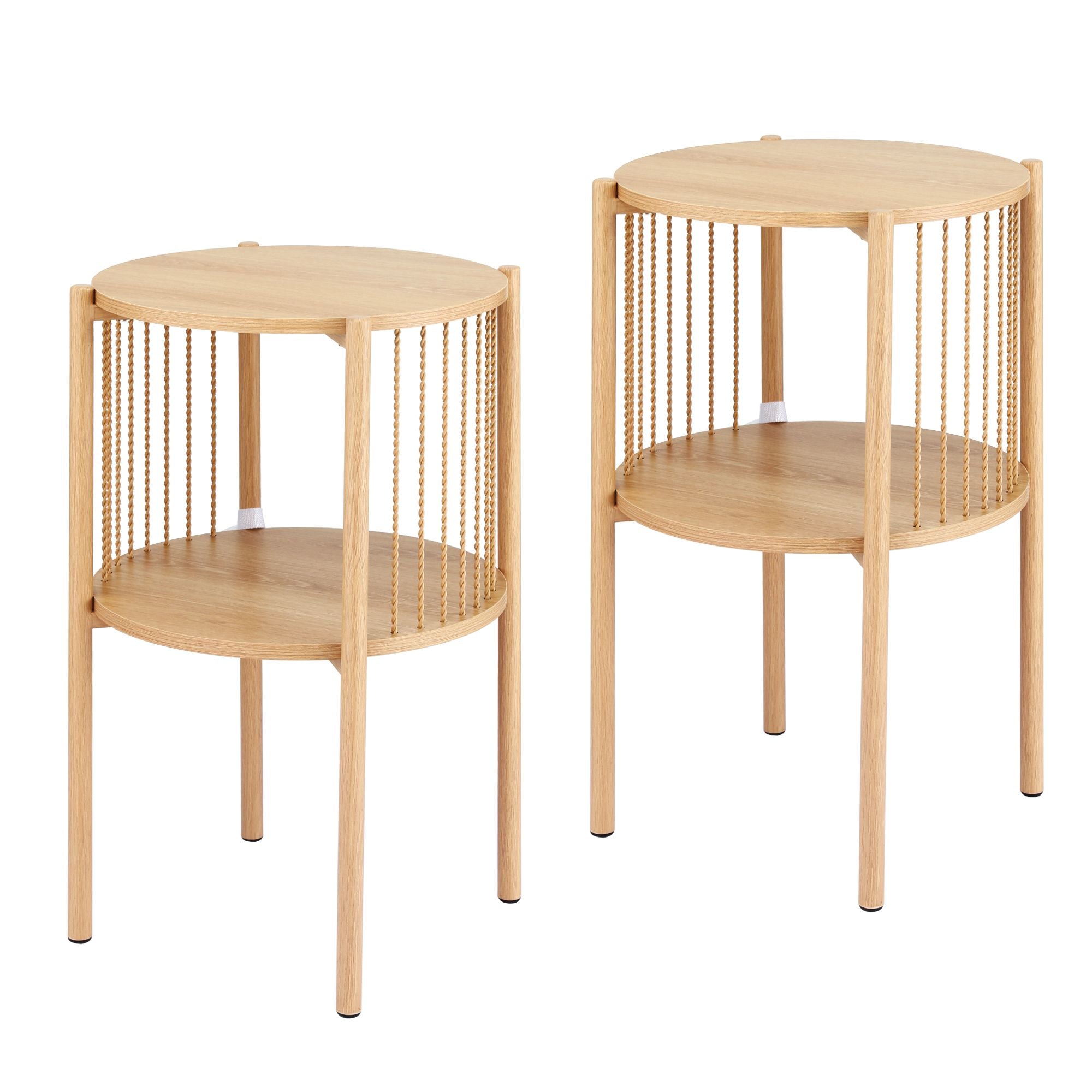 Artiss Set of 2 End Tables Coffee Table 2-Tier Round Wood FUR-Z-COF-01-WDX2