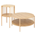 Artiss Coffee Table 2-Tier Round Wood FUR-Z-COF-0102-WD