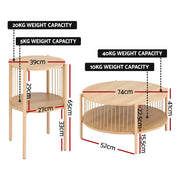Artiss Coffee Table 2-Tier Round Wood FUR-Z-COF-0102-WD