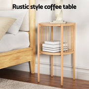 Artiss Coffee Table 2-Tier Round Wood FUR-Z-COF-0102-WD