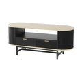Artiss Coffee Table Drawer Shelf Wood&Black FUR-Z-COF-04-BKWD
