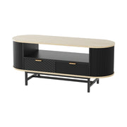 Artiss Coffee Table Drawer Shelf Wood&Black FUR-Z-COF-04-BKWD