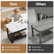 Artiss Coffee Table 2-Tier 80CM Marble Finish Shelf Black&White FUR-Z-COF-06-WHBK