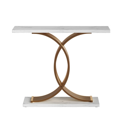 Artiss Console Table Marble Effect White&Gold FUR-Z-CST-01-MBWH