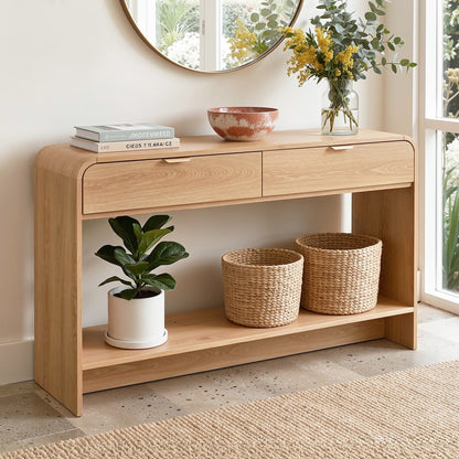 Artiss Console Table Hallway Entryway Storage Drawer Shelf Curved Edge 120CM Pine FUR-Z-CST-03-WD