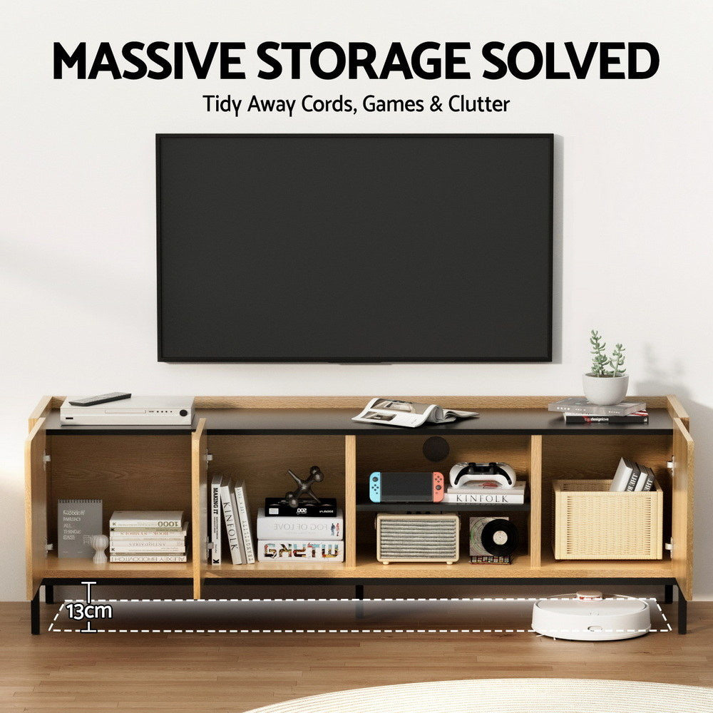 Artiss TV Unit Entertainment Unit Storage Cabinet Shelf 160cm Pine FUR-Z-CT01-TV160-WD-AB