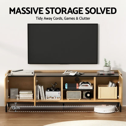 Artiss TV Unit Entertainment Unit Storage Cabinet Shelf 160cm Pine FUR-Z-CT01-TV160-WD-AB