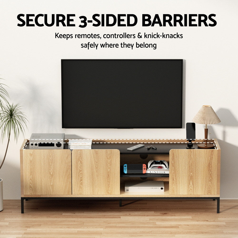 Artiss TV Unit Entertainment Unit Storage Cabinet Shelf 160cm Pine FUR-Z-CT01-TV160-WD-AB