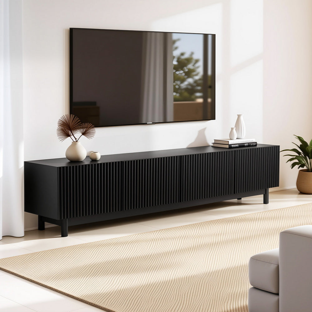 Artiss TV Unit Entertainment Unit Storage Cabinet 180cm Black FUR-Z-CT02-TV180-BK-AB