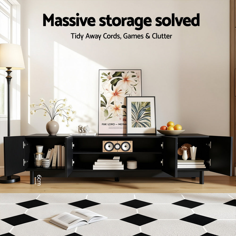 Artiss TV Unit Entertainment Unit Storage Cabinet 180cm Black FUR-Z-CT02-TV180-BK-AB