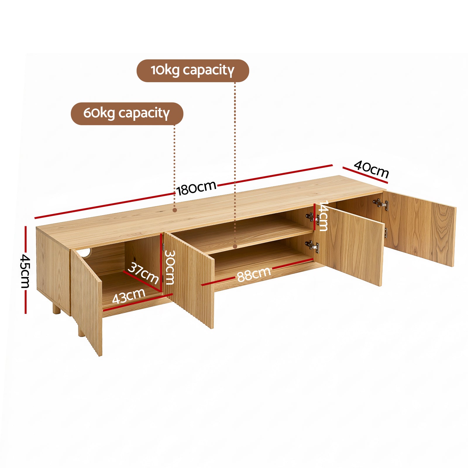 Artiss TV Unit Entertainment Unit Storage Cabinet 180cm Pine FUR-Z-CT02-TV180-WD-AB