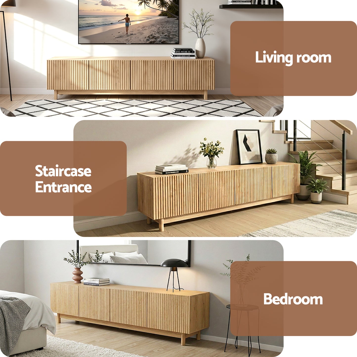Artiss TV Unit Entertainment Unit Storage Cabinet 180cm Pine FUR-Z-CT02-TV180-WD-AB