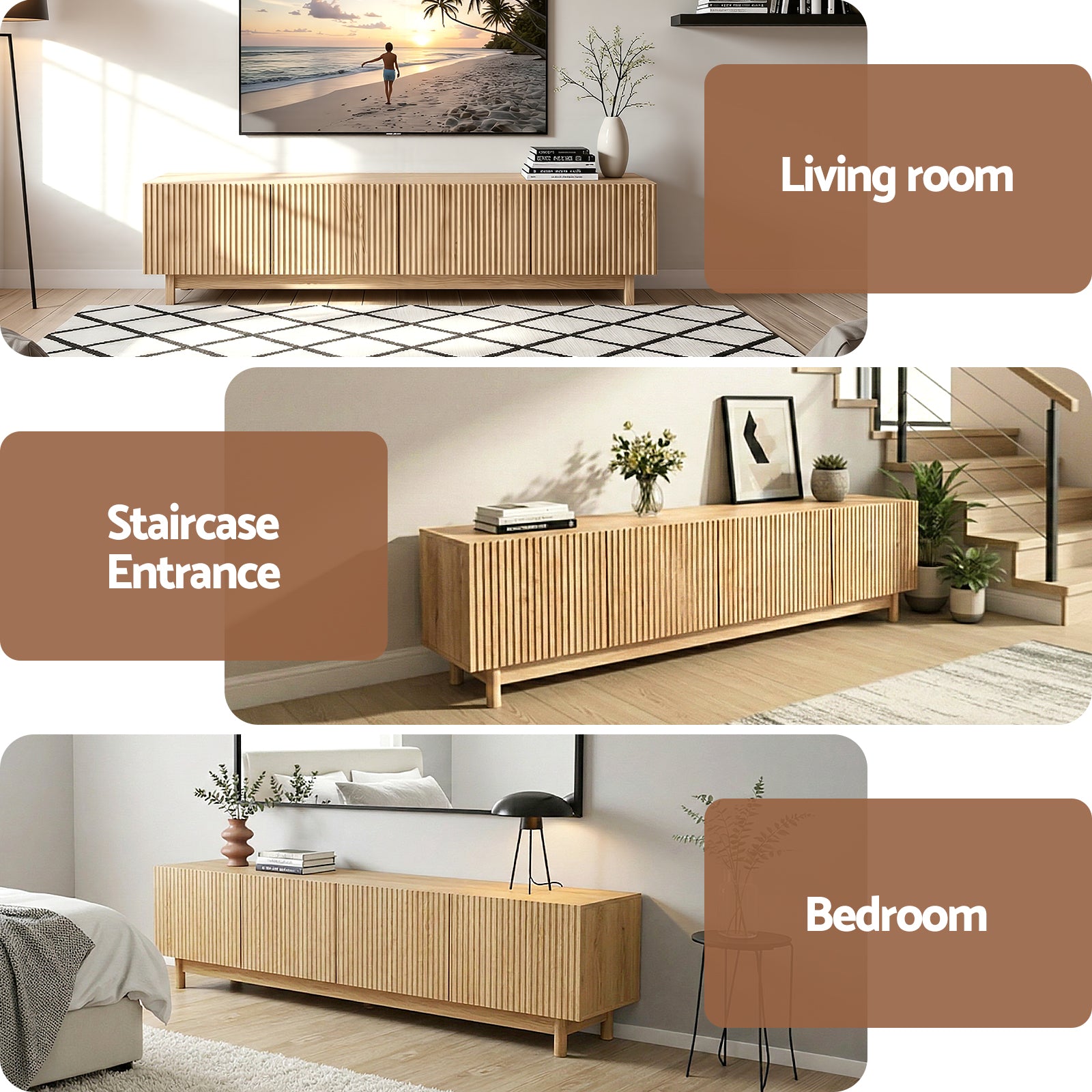 Artiss TV Unit Entertainment Unit Storage Cabinet 180cm Pine FUR-Z-CT02-TV180-WD-AB