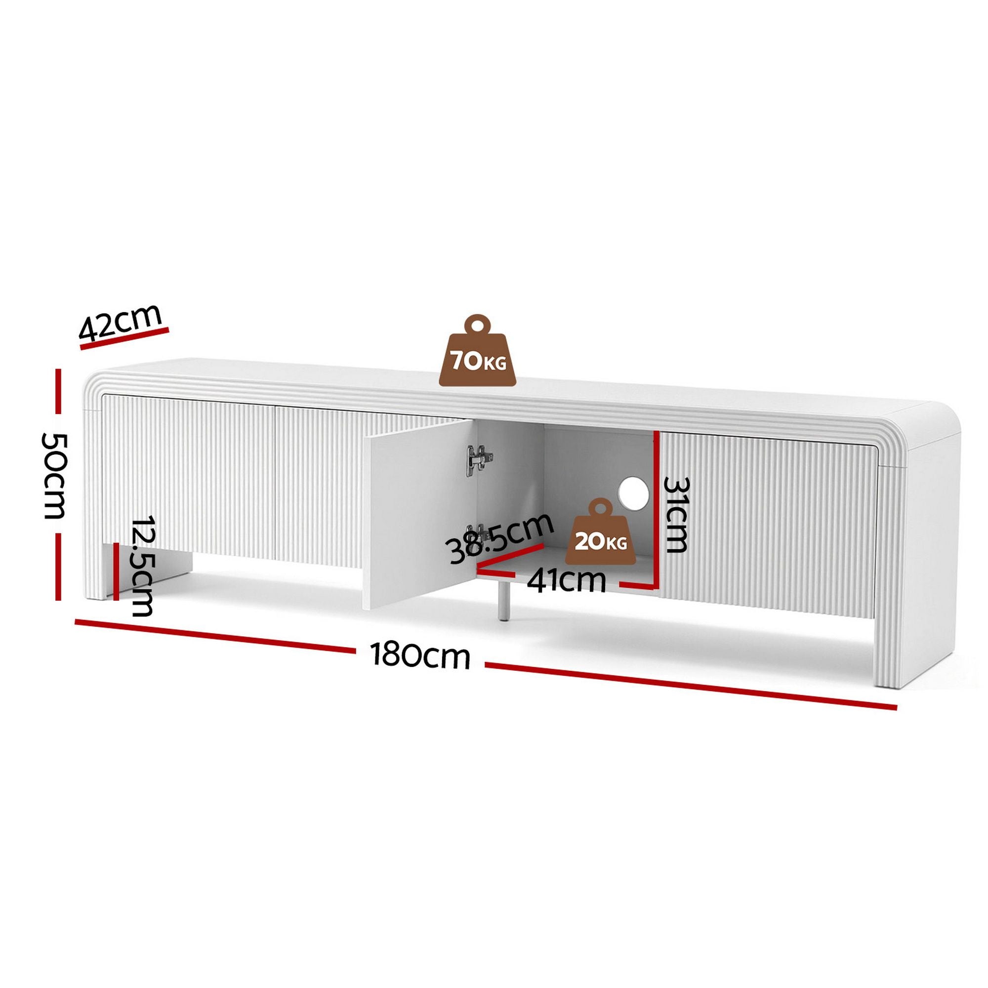 Artiss TV Unit Entertainment Unit Storage Cabinet 180cm White FUR-Z-CT03-TV180-WH-AB