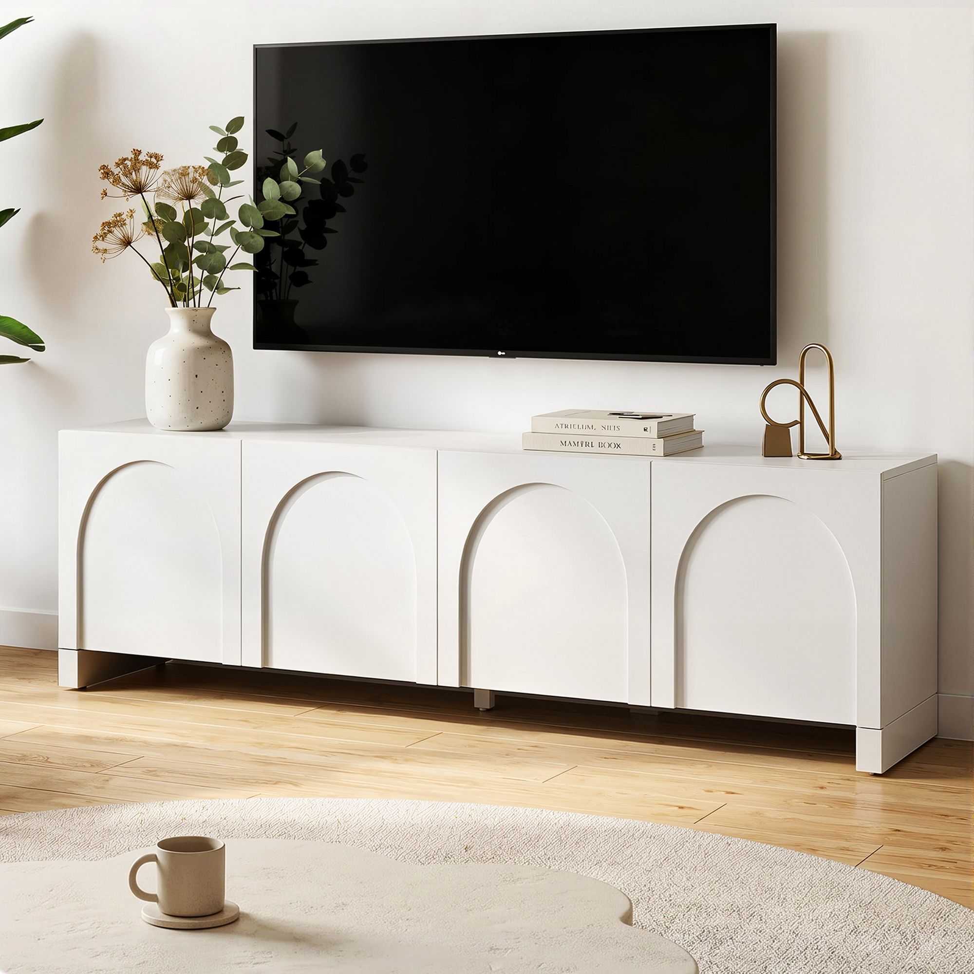 Artiss TV Unit Entertainment Unit Storage Cabinet Adjustable Shelf 180cm White FUR-Z-CT04-TV180-WH-AB