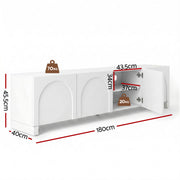 Artiss TV Unit Entertainment Unit Storage Cabinet Adjustable Shelf 180cm White FUR-Z-CT04-TV180-WH-AB