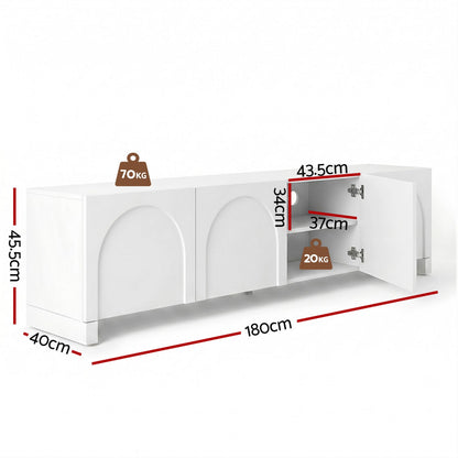 Artiss TV Unit Entertainment Unit Storage Cabinet Adjustable Shelf 180cm White FUR-Z-CT04-TV180-WH-AB