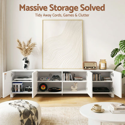 Artiss TV Unit Entertainment Unit Storage Cabinet Adjustable Shelf 180cm White FUR-Z-CT04-TV180-WH-AB