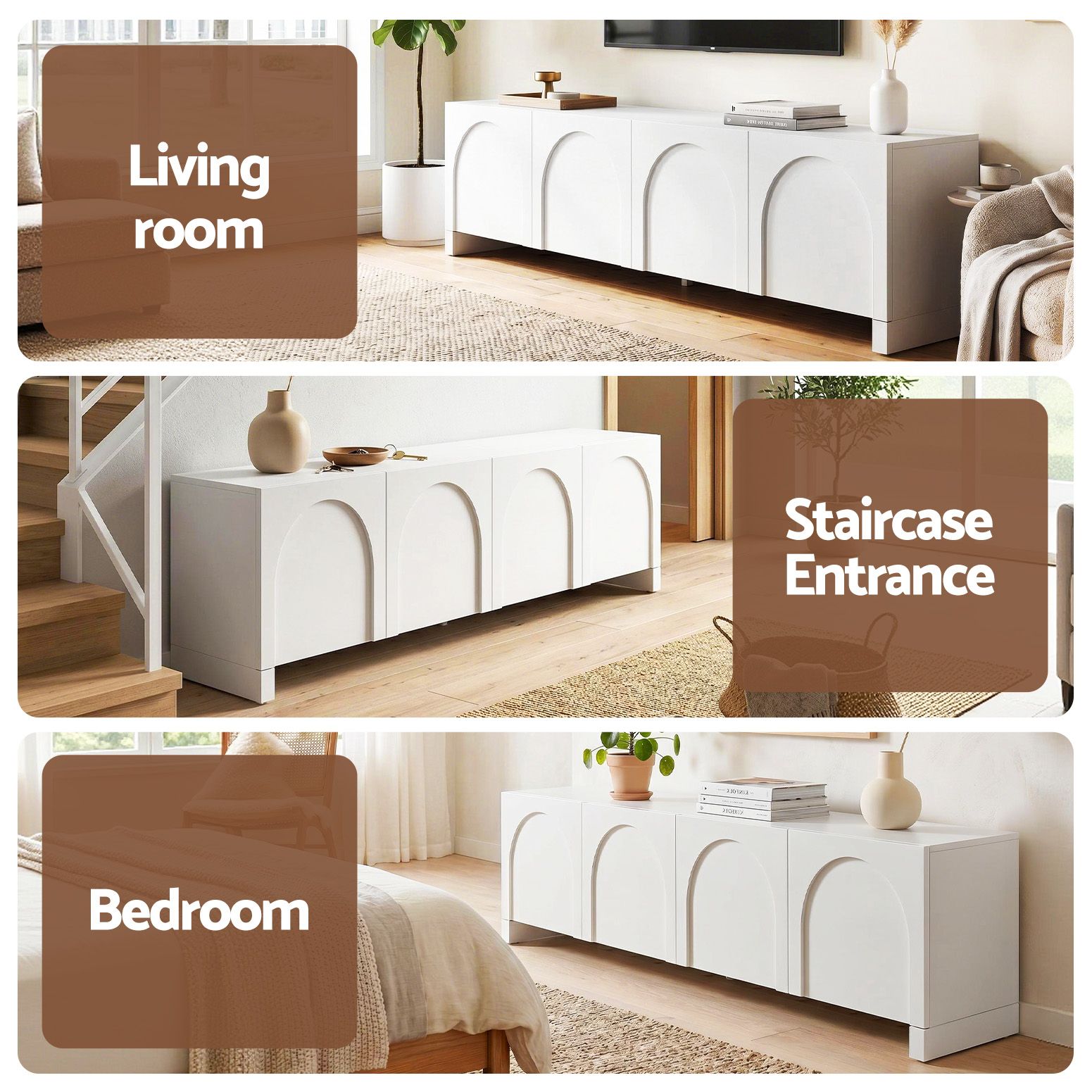 Artiss TV Unit Entertainment Unit Storage Cabinet Adjustable Shelf 180cm White FUR-Z-CT04-TV180-WH-AB