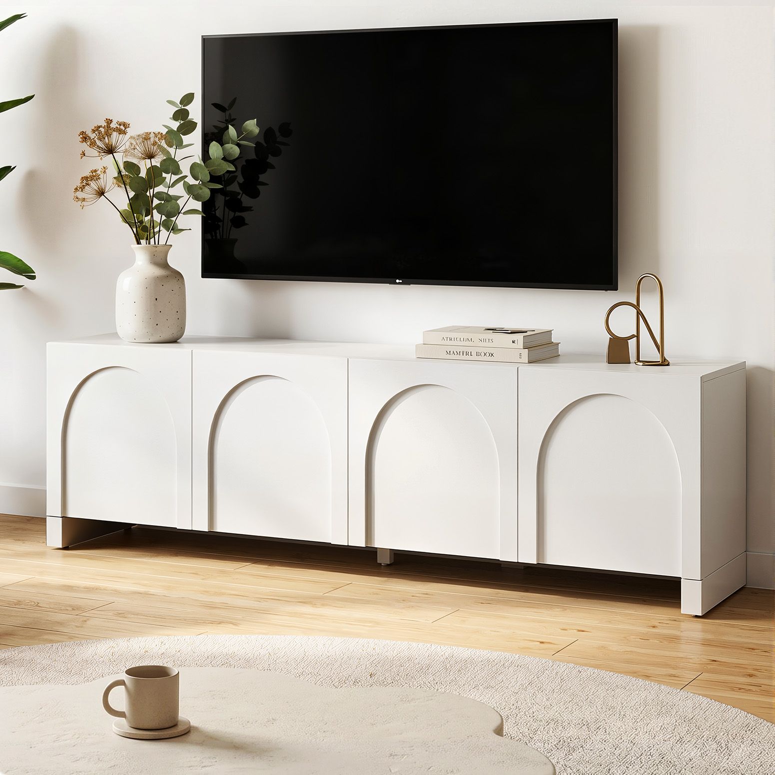 Artiss TV Unit Entertainment Unit Storage Cabinet Adjustable Shelf 180cm White FUR-Z-CT04-TV180-WH-AB