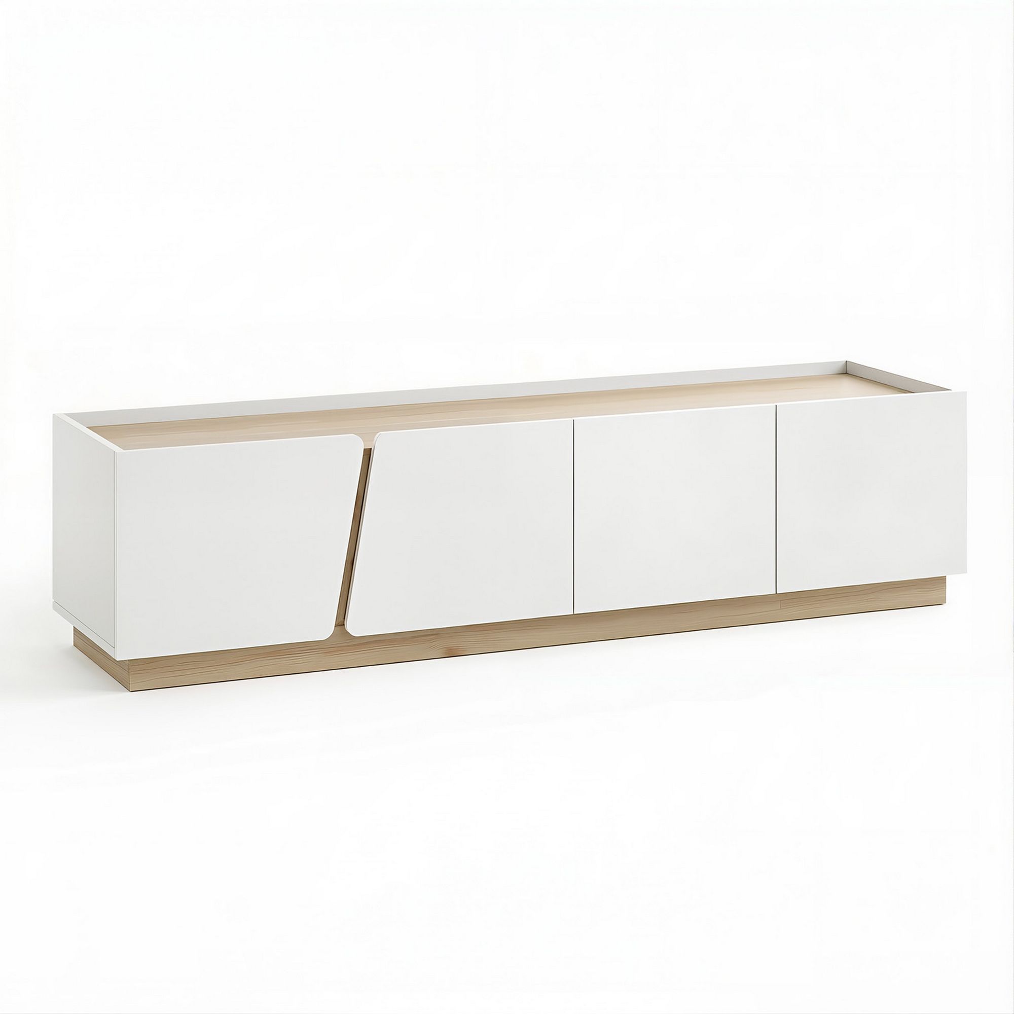 Artiss 180cm TV Unit Storage Cabinet Living Room White & Pine FUR-Z-CT05-TV180-GY-AB