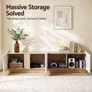 Artiss 180cm TV Unit Storage Cabinet Living Room White & Pine FUR-Z-CT05-TV180-GY-AB