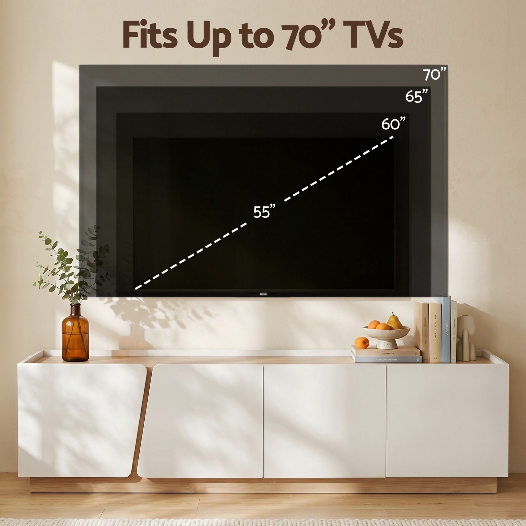 Artiss 180cm TV Unit Storage Cabinet Living Room White & Pine FUR-Z-CT05-TV180-GY-AB