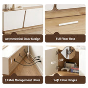Artiss 180cm TV Unit Storage Cabinet Living Room White & Pine FUR-Z-CT05-TV180-GY-AB