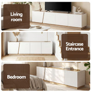 Artiss 180cm TV Unit Storage Cabinet Living Room White & Pine FUR-Z-CT05-TV180-GY-AB