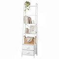 Artiss 5 Tier Bookshelf Ladder Bookcase with Fabric Drawers Display Rack White FUR-Z-DS-5TR-WH
