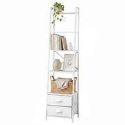 Artiss 5 Tier Bookshelf Ladder Bookcase with Fabric Drawers Display Rack White FUR-Z-DS-5TR-WH