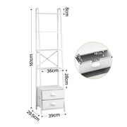 Artiss 5 Tier Bookshelf Ladder Bookcase with Fabric Drawers Display Rack White FUR-Z-DS-5TR-WH